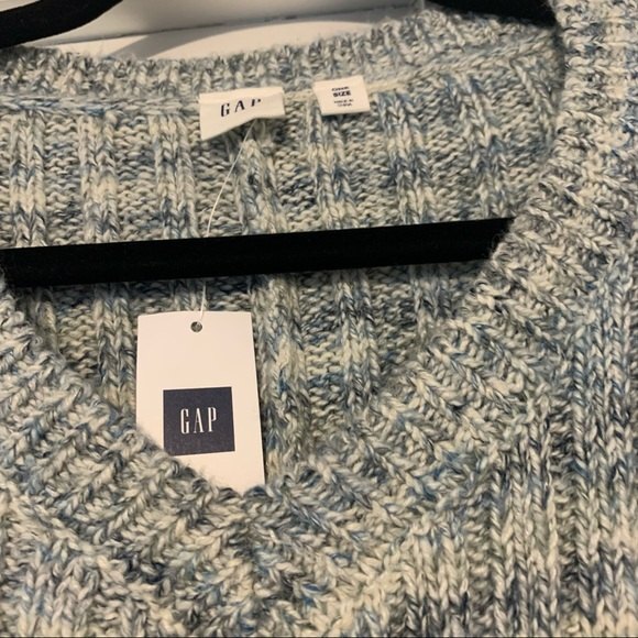 NEW Gap Blue Boho Cozy Fringe Flowy V Neck Poncho One Size - Picture 3 of 7